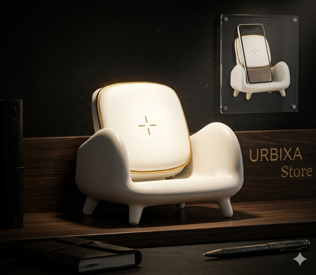 URBIXA Mini Sofa Chair Wireless Charger – Relax & Recharge Stand