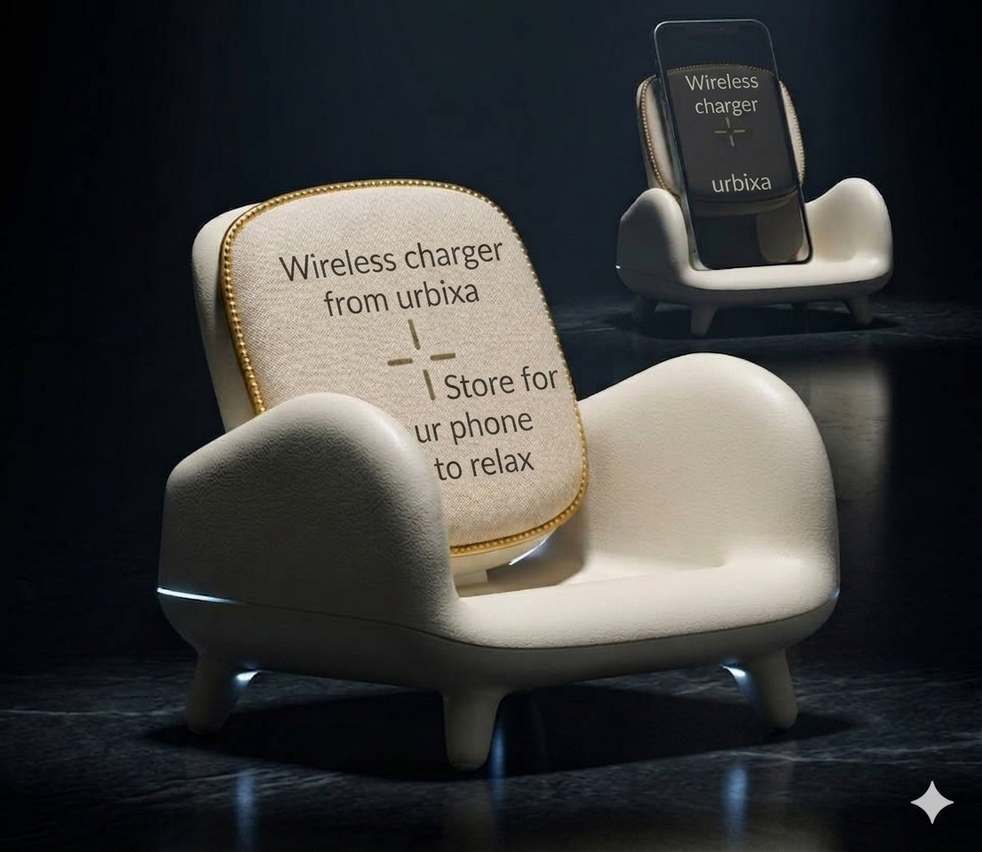 URBIXA Mini Sofa Chair Wireless Charger – Relax & Recharge Stand